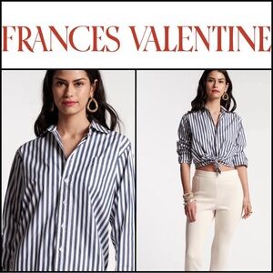 Francis Valentine Perfect Button down navy white stripe , Sz S